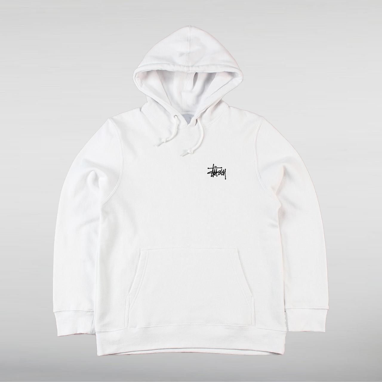 Basic Stussy White Pullover Hoodie Elevate Your... - Depop