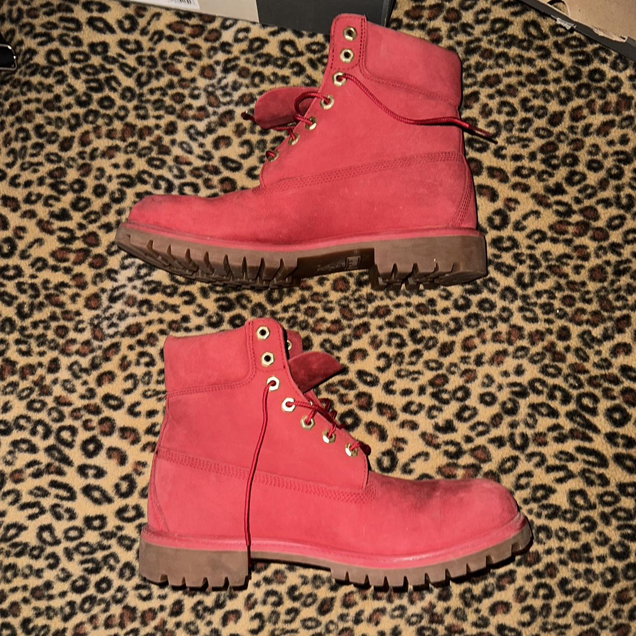 RED MAROON TIMBERLANDS SIZE 10 •never worn since... - Depop
