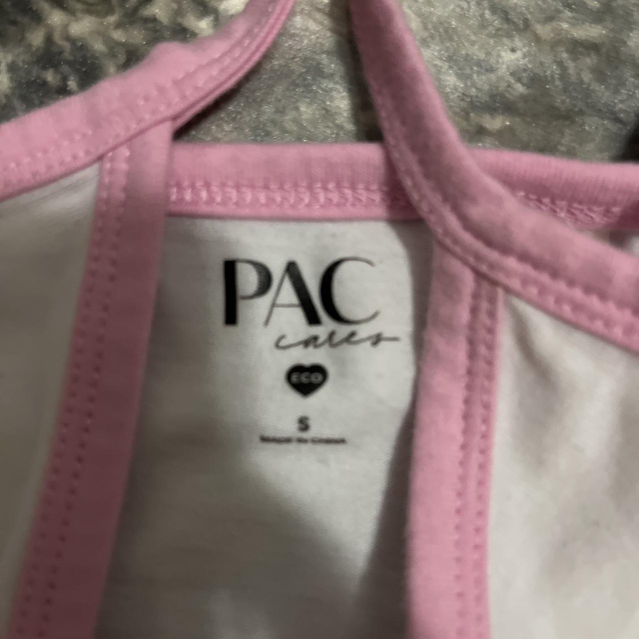 pacsun pink and white cropped tank top - Depop