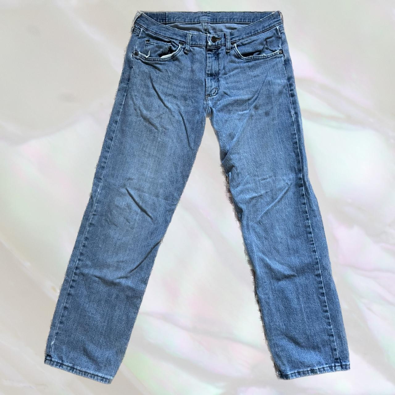 wrangle vintage blue denim jeans. light distressing... - Depop