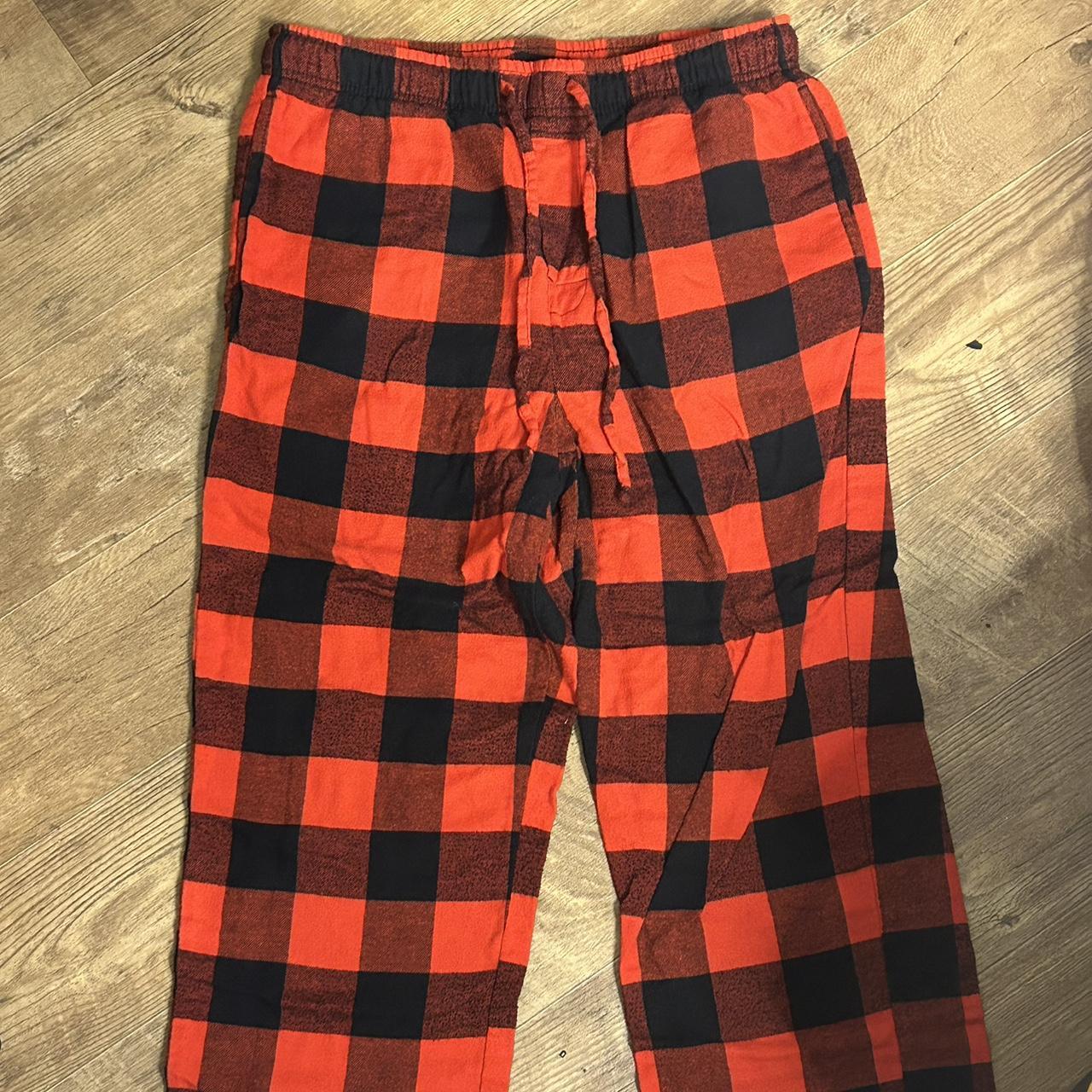 Red and black flannel pajama pants size medium - Depop