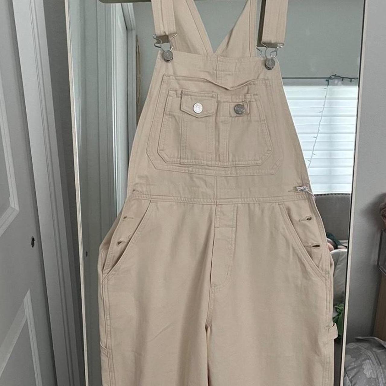 Brand new cream/tan overalls, size M. New with tags;... - Depop