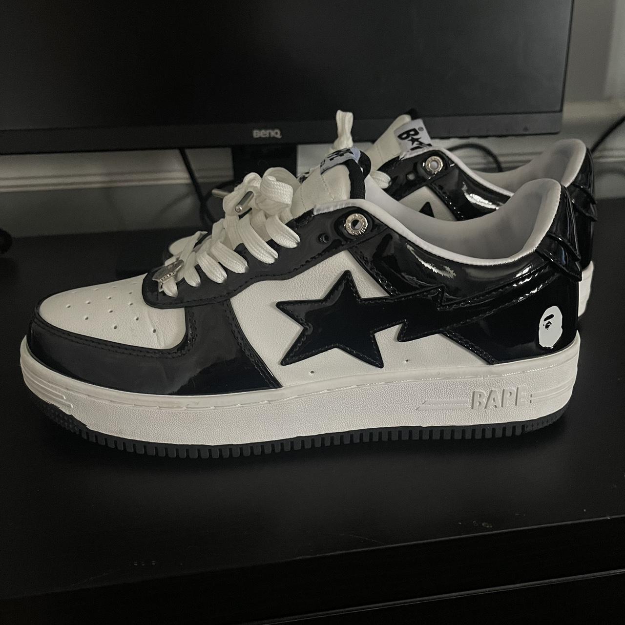 black and white bapestas size 10 1:1 - Depop