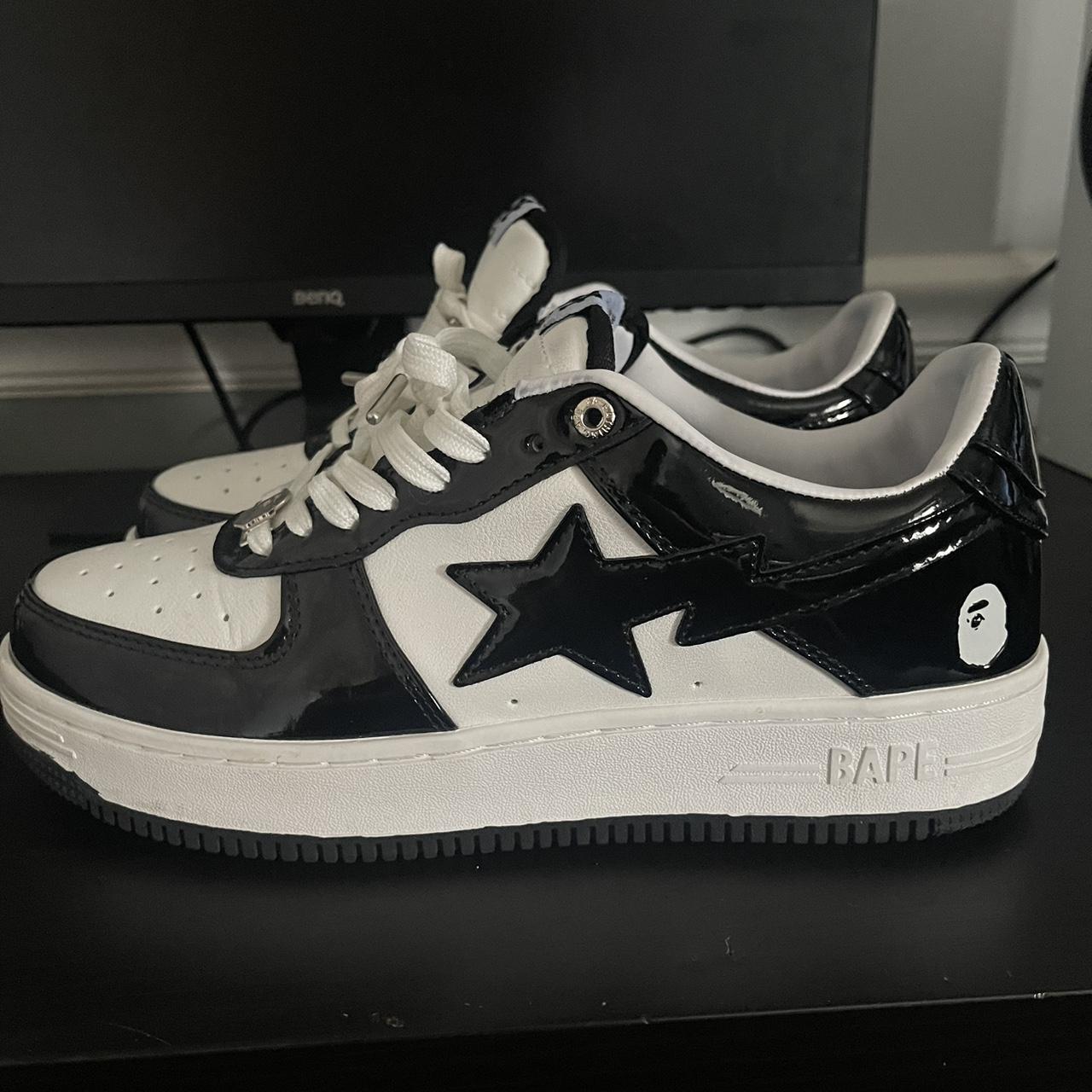 black and white bapestas size 10 1:1 - Depop