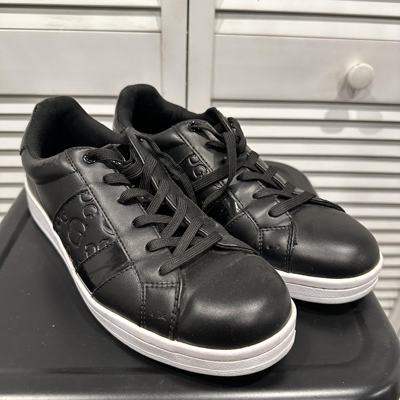 Guess Black Embossed Classic Sneakers White Sole... - Depop