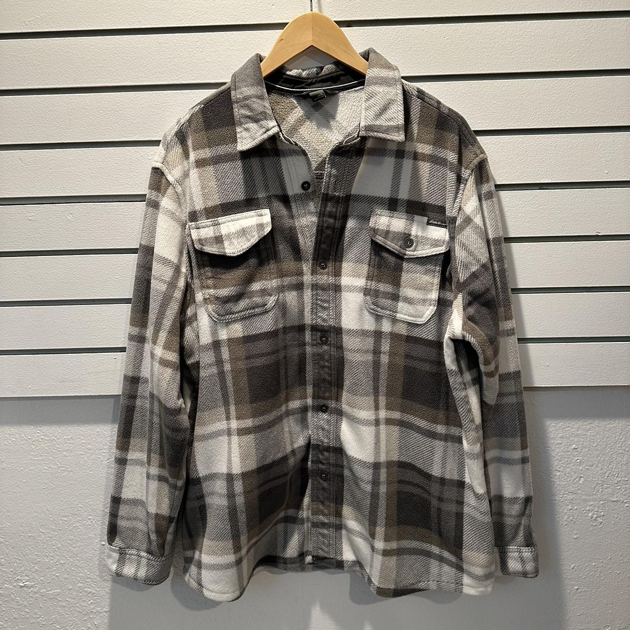 Large, Eddie Bauer, men’s button up Shacket. Gray... - Depop