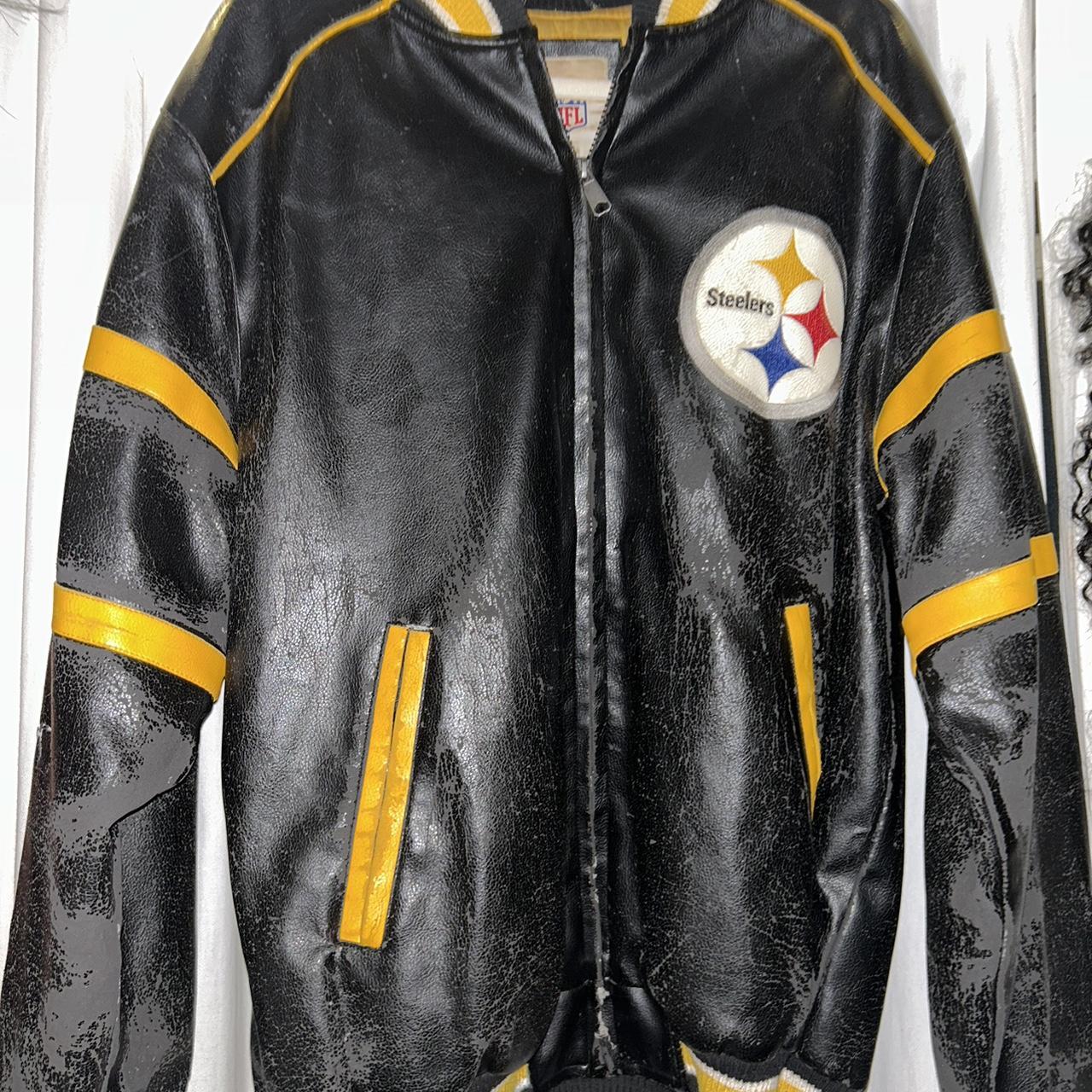 Steelers leather jacket, a little beat up since it - Depop