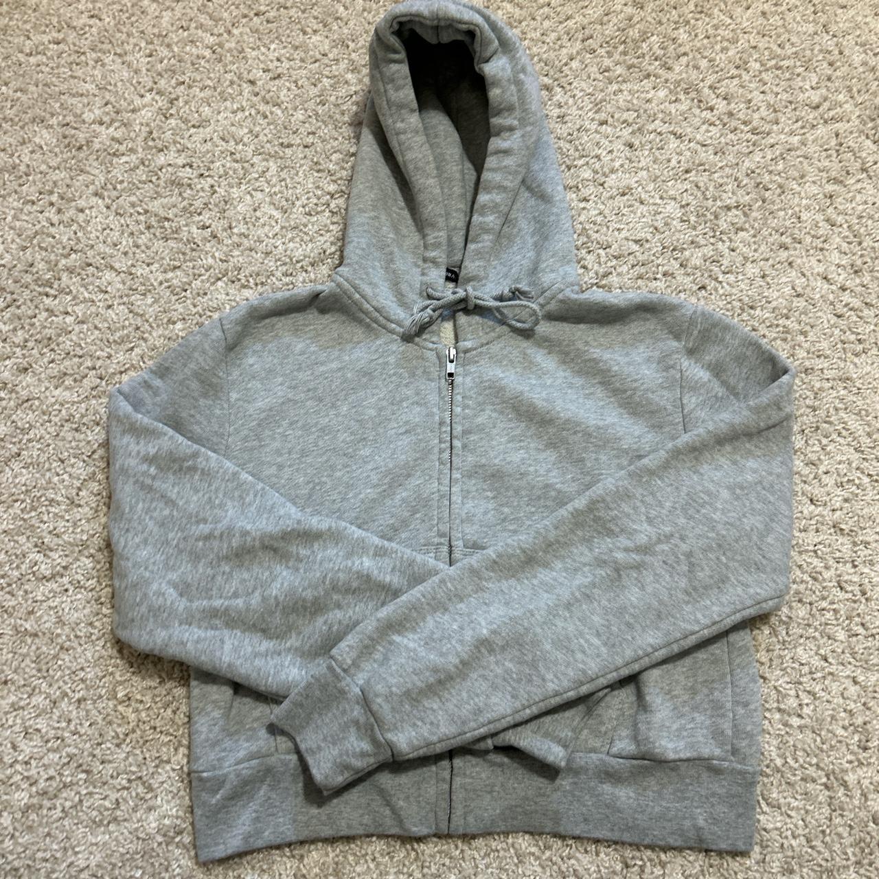 cropped grey brandy zip up!! perfect condition:) - Depop