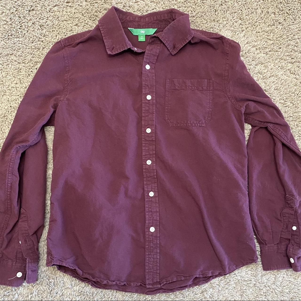 Dip men’s medium burgundy button up shirt - Depop