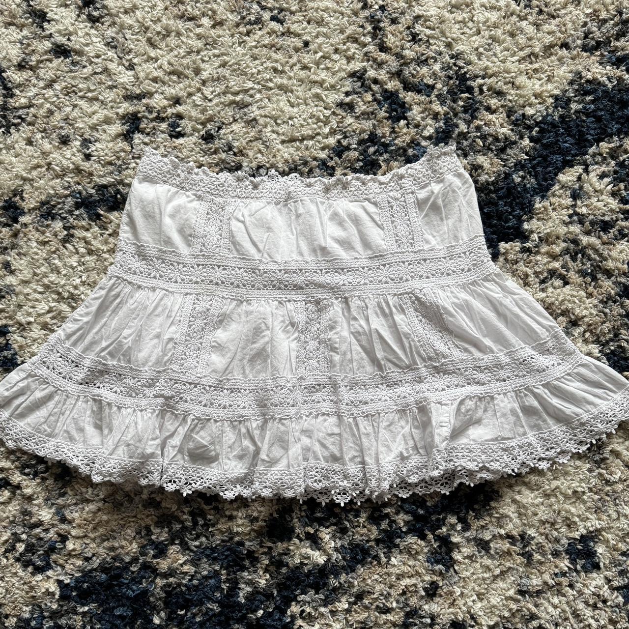 Victoria’s Secret White Cotton Lace Skirt Boho... - Depop