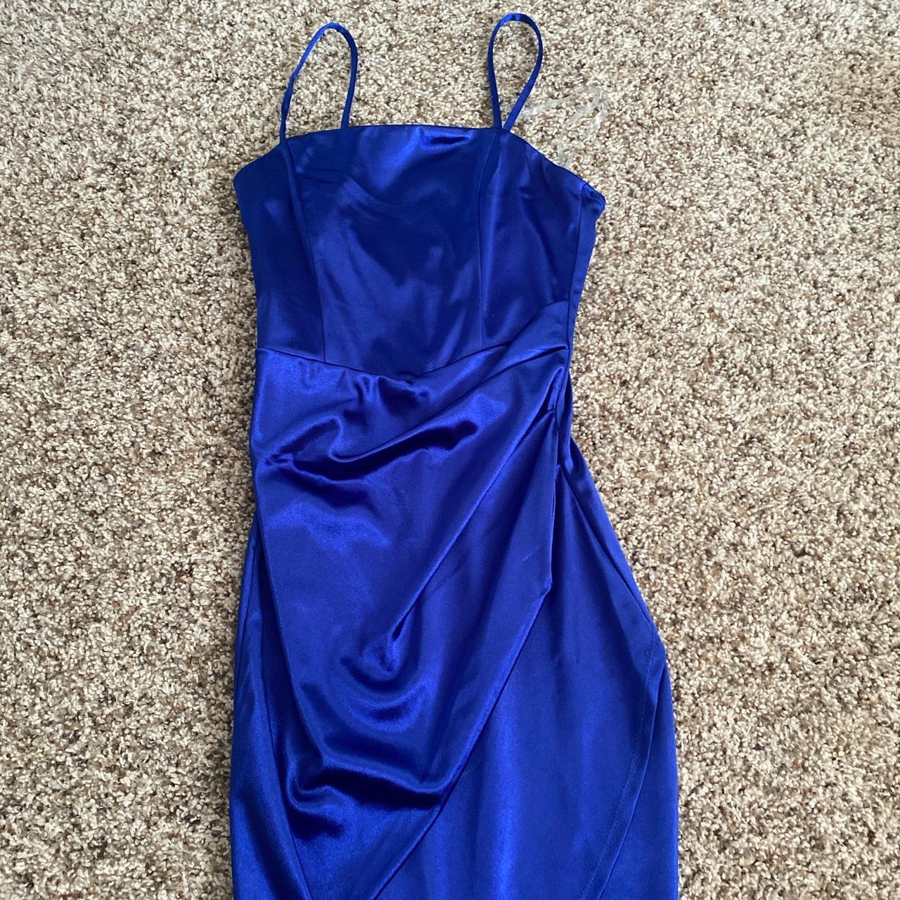 Cobalt Blue Prom Dress Satin Super flattering - Depop