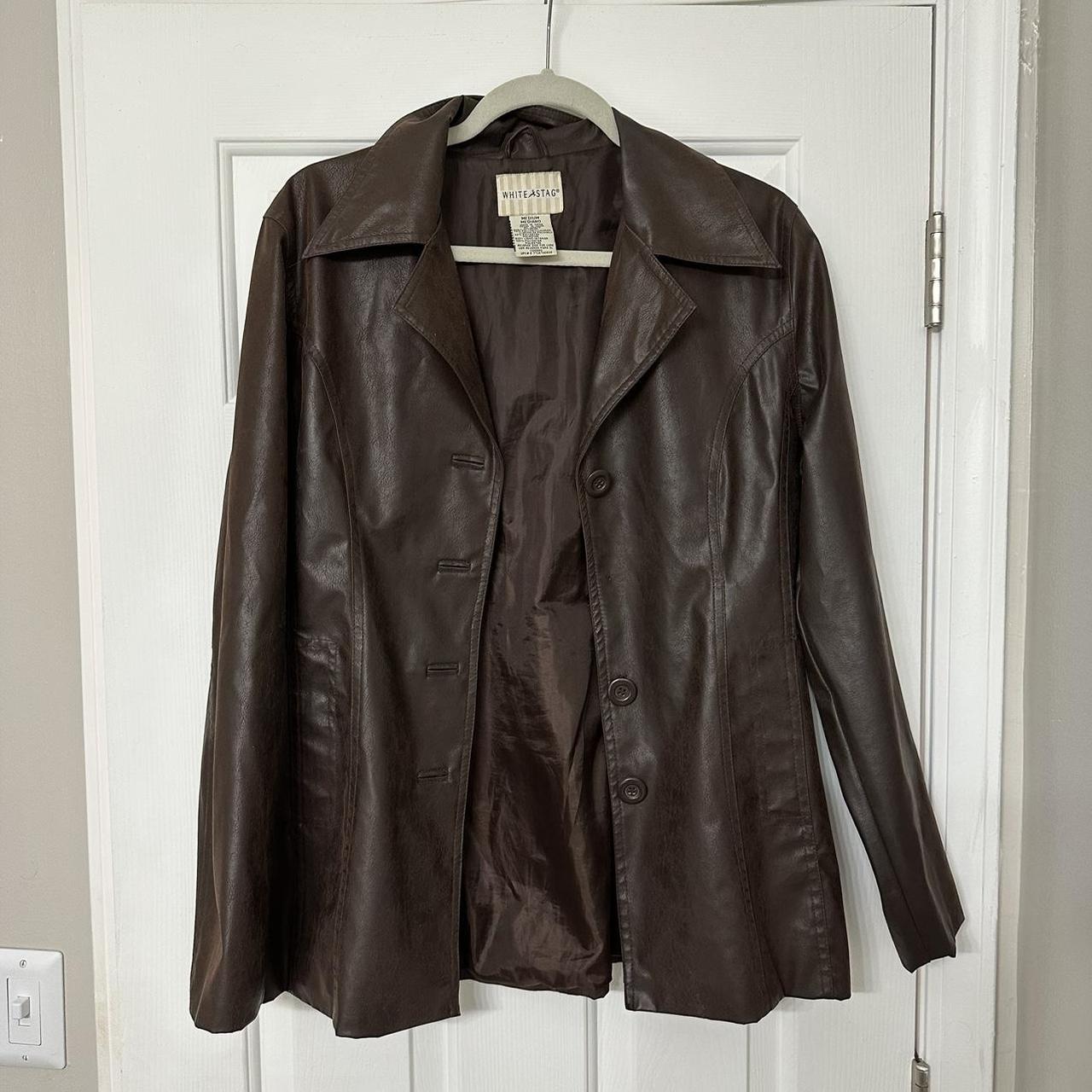 brown leather jacket in good condition - Depop
