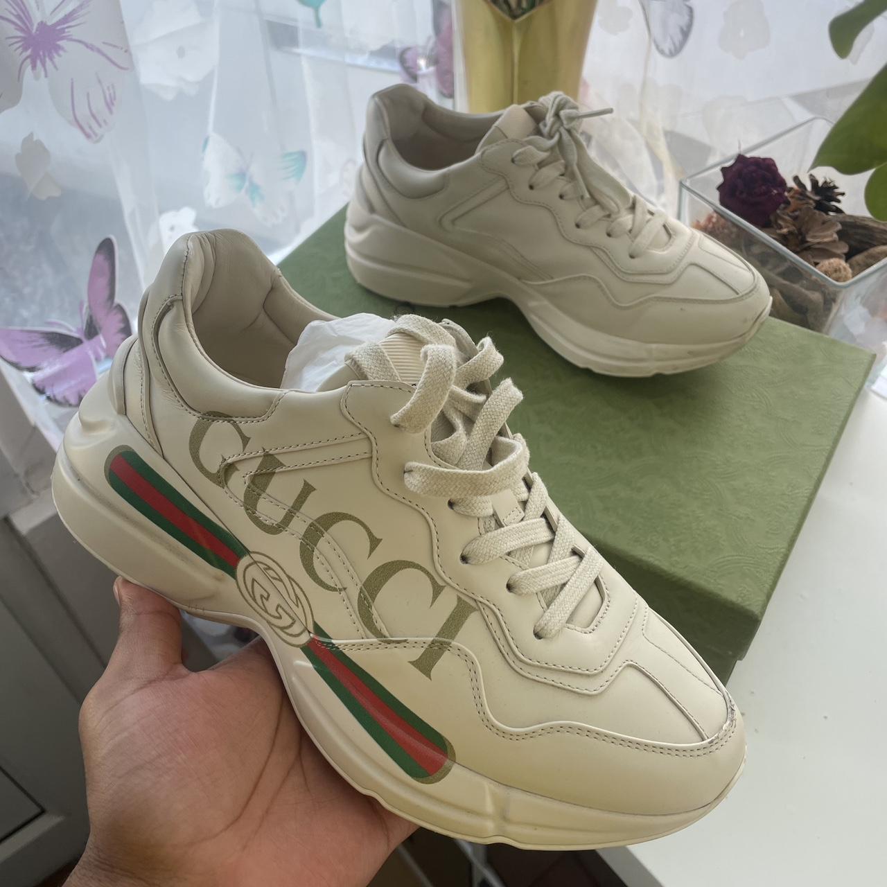 Gucci Women’s ‘Rhyton’ logo leather sneaker Great... - Depop