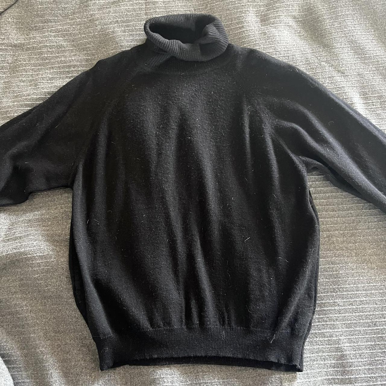 Black turtleneck light sweater. No size tag but... - Depop