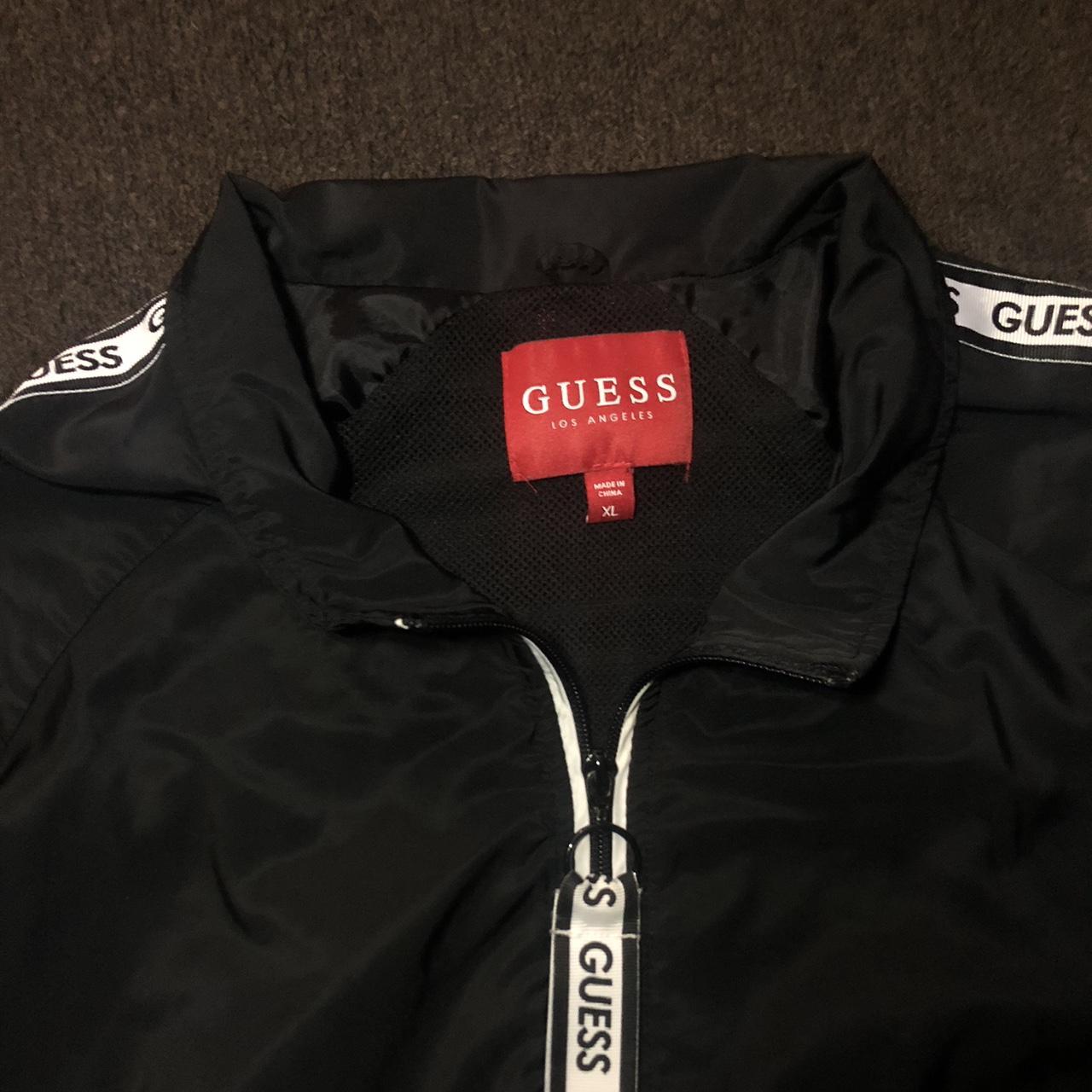 Guess Black Windbreaker Jacket, Size: XL,