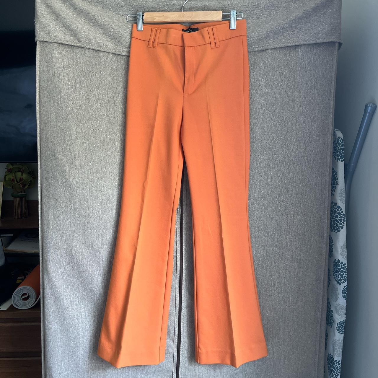 Zara orange wide leg trousers size M - out of stock... - Depop