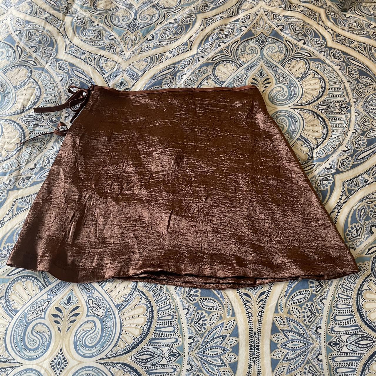 Urban Outfitters Paris Satin Wrap Mini Skirt NWT... Depop