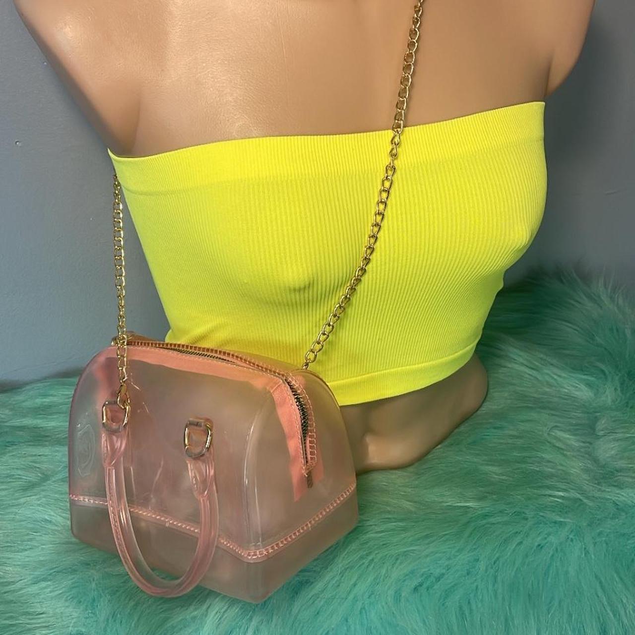 Fashion Clear Pink Purse With Chain Strap