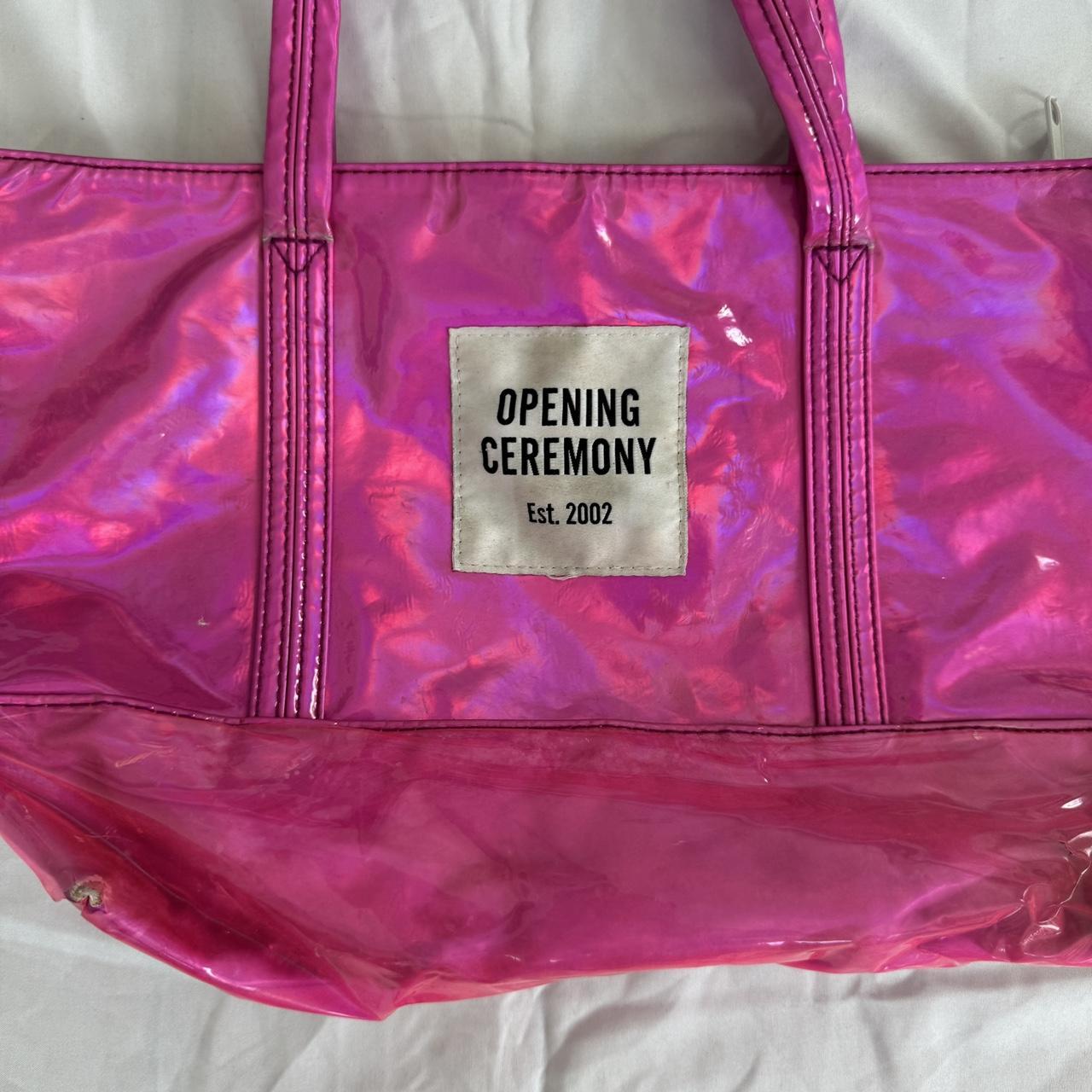 opening ceremony pink vinyl holographic mini tote. Depop