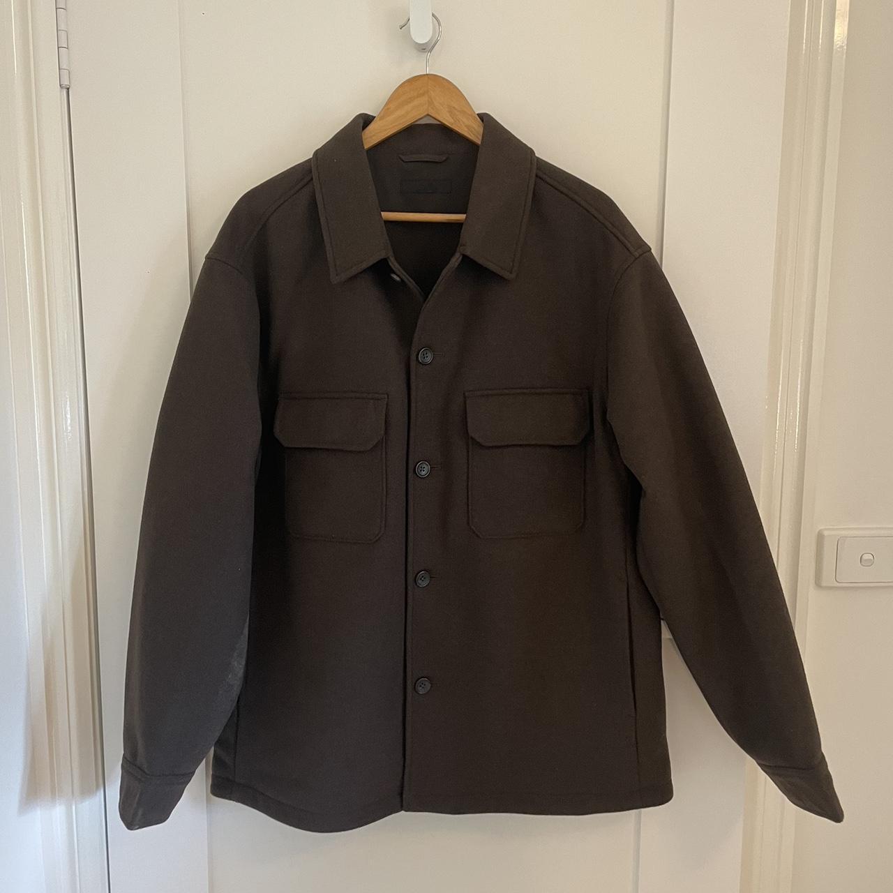 UNIQLO Over Shirt Jacket Dark Brown • Lightweight,... - Depop