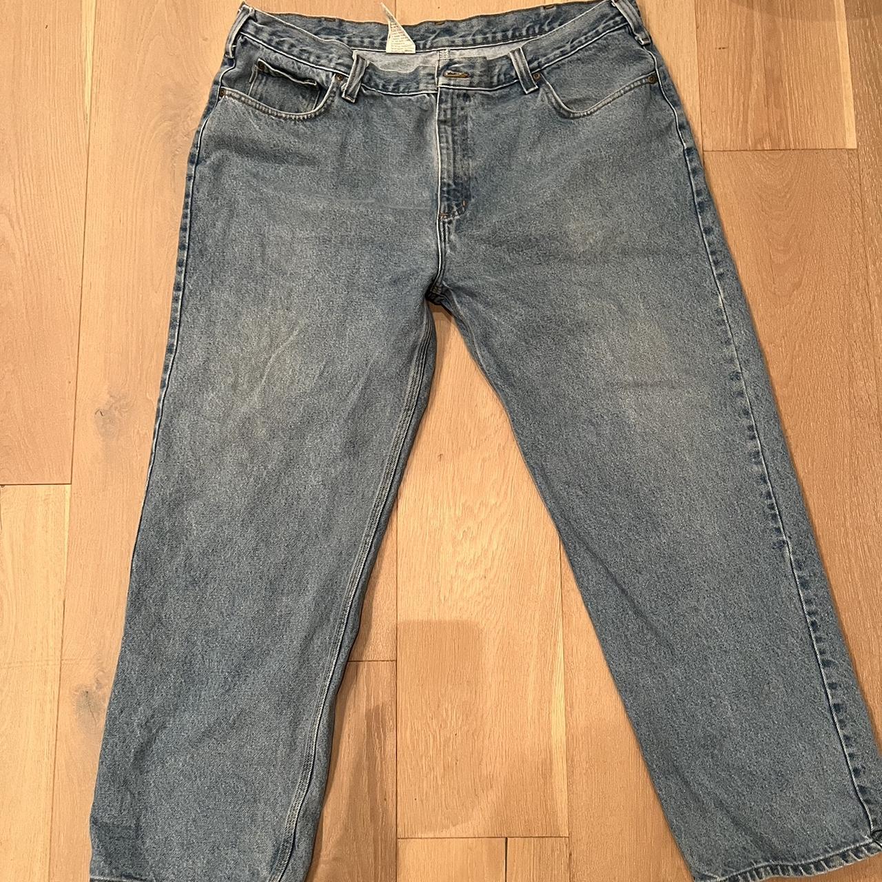 Light blue Carharrt Jeans washed tag size... - Depop