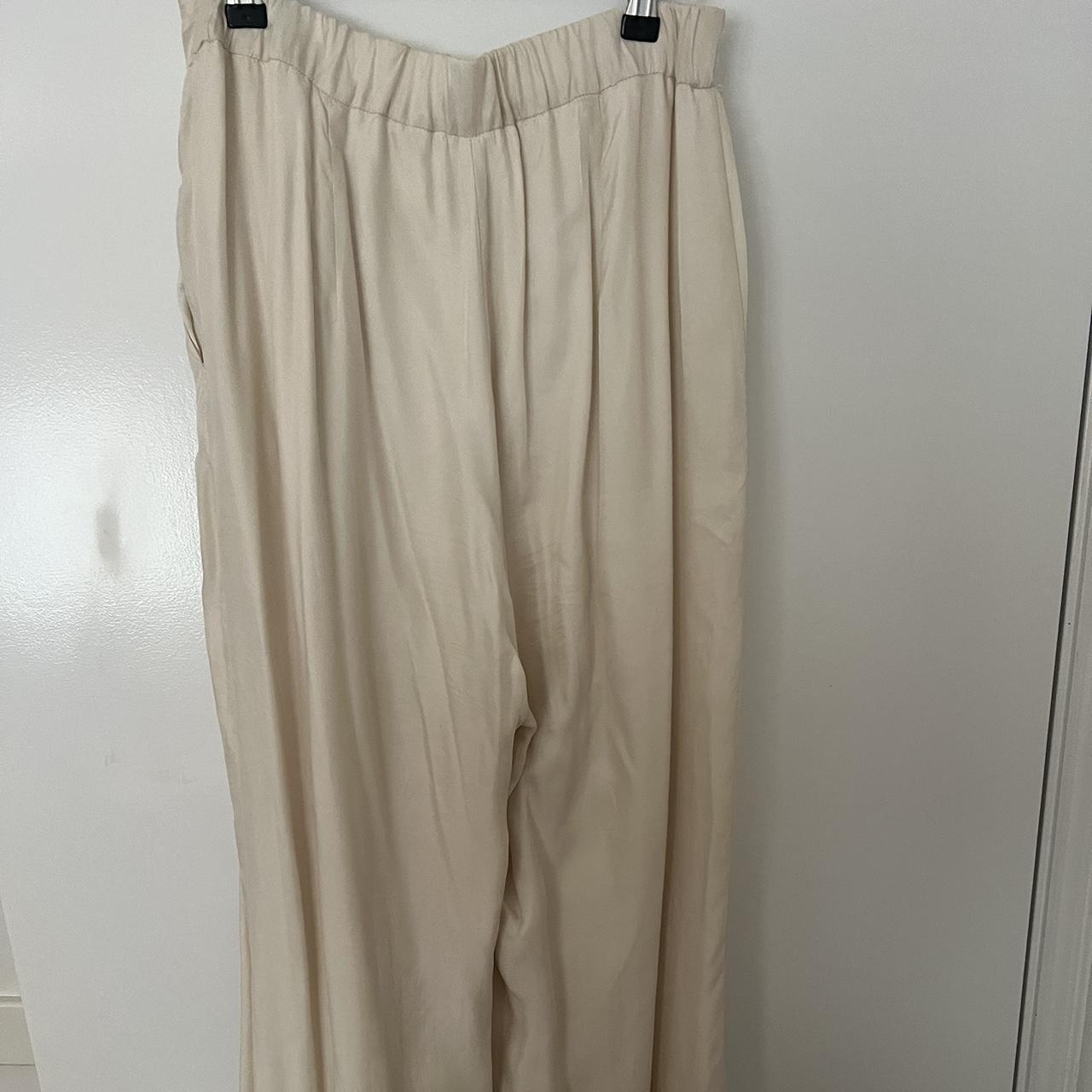 Dissh cream satin pants, size 12, good... - Depop