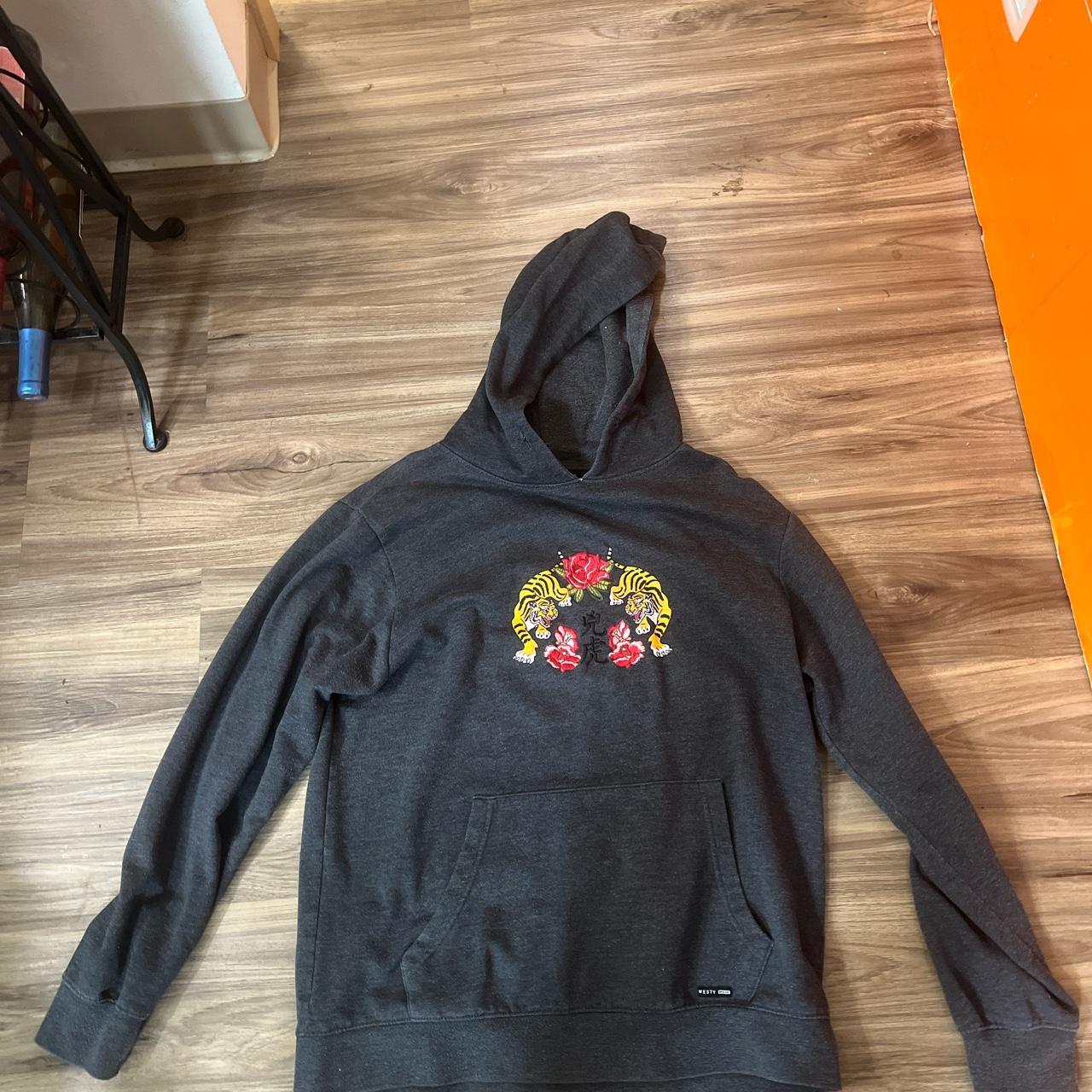 Rose embroidered hot sale hoodie mens