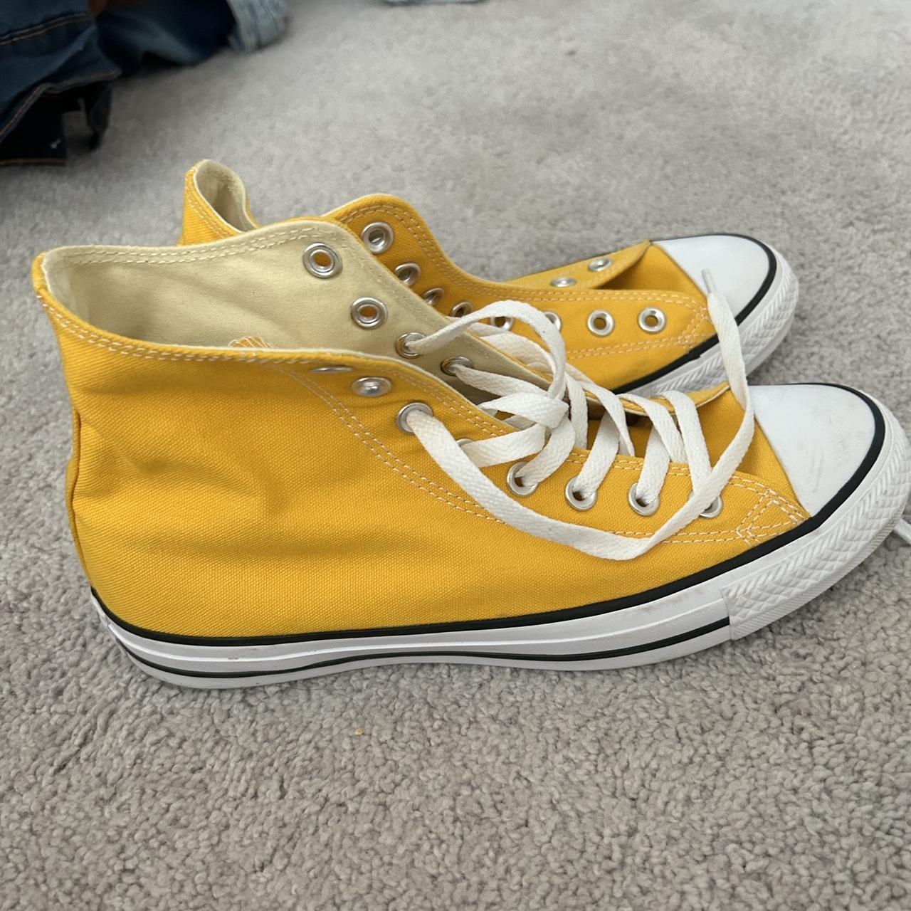 Yellow High Top Converse Worn No box Right shoe... Depop