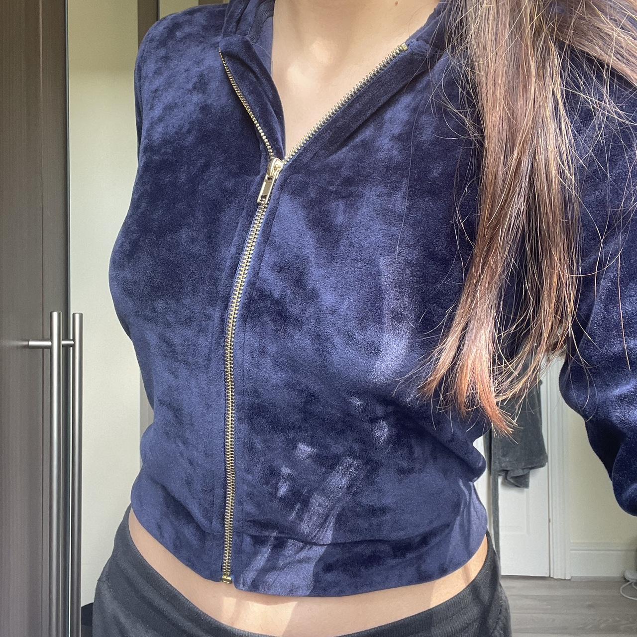 Matching set - Velvet dark blue jumper (cropped) and... - Depop