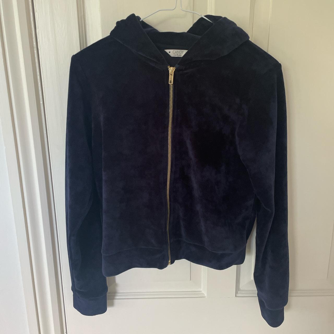 Matching set - Velvet dark blue jumper (cropped) and... - Depop