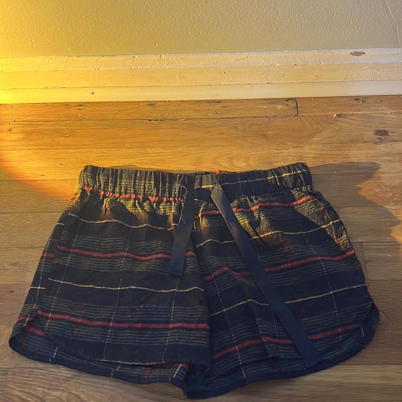 plaid pajama shorts; barely worn; medium; cotton. - Depop