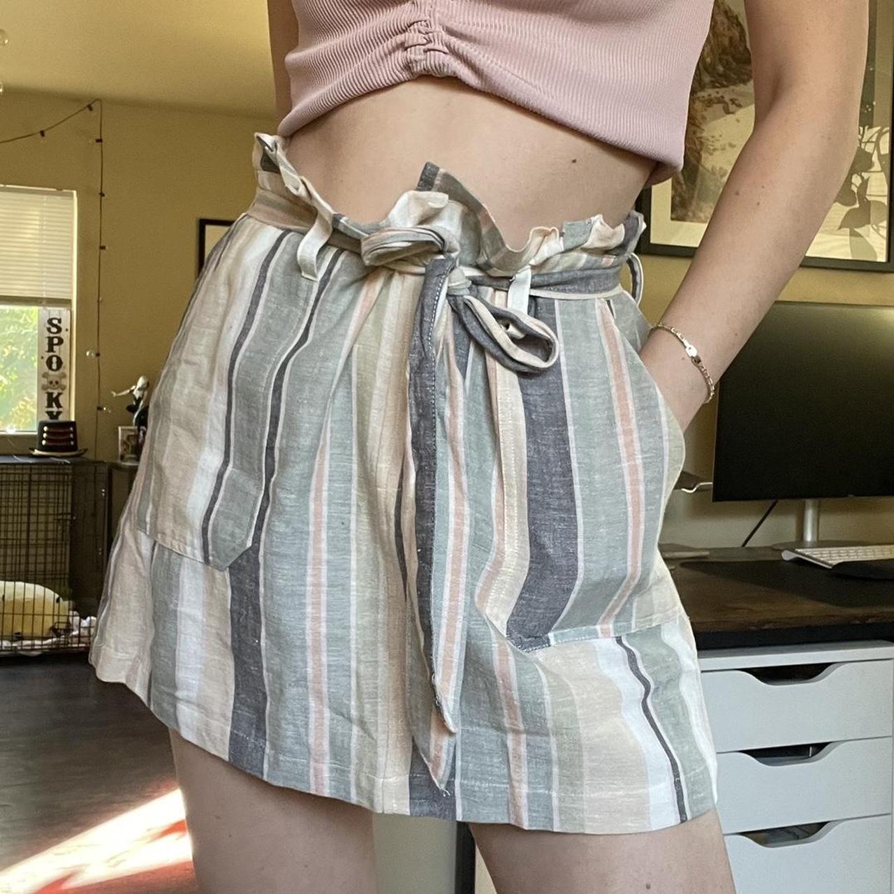 Striped paper bag mini skirt from American Eagle Depop