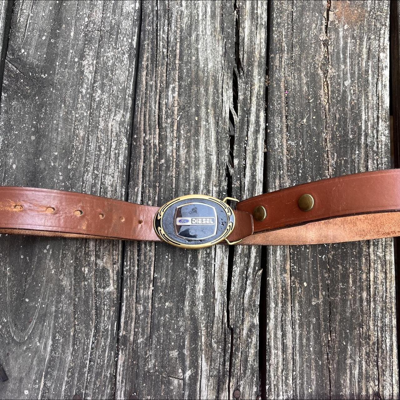 vintage ford belt with buckle size m-L slightly... - Depop