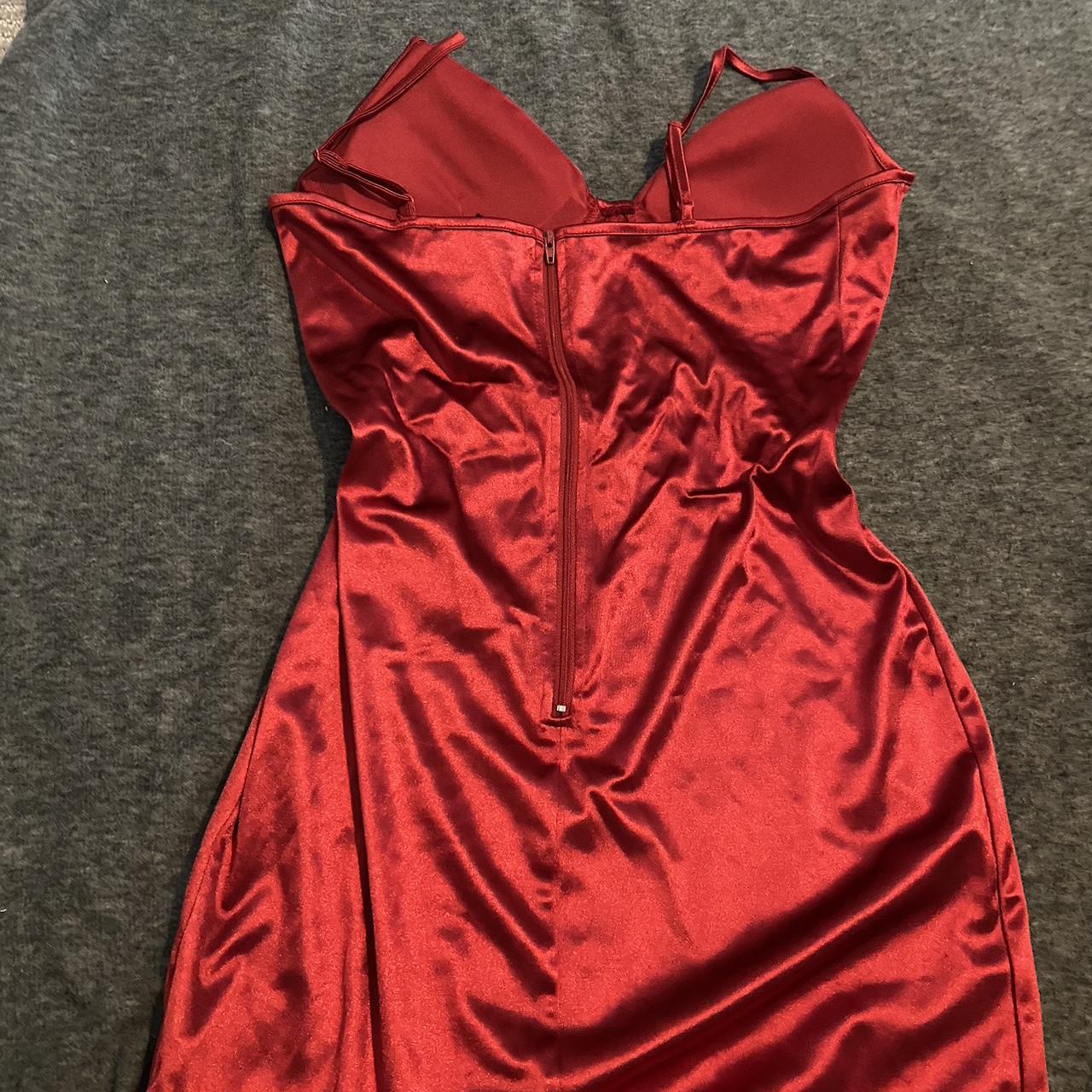 satin red mini slip dress - Depop