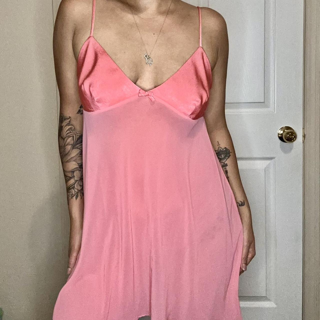 Victoria Secret Slip Dress Night Dress On Coral Pink - Depop