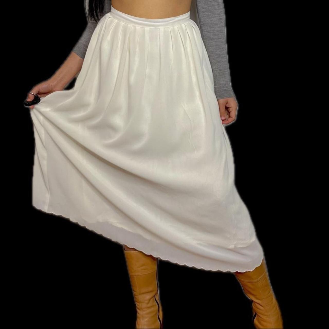 Vintage American Women's Maxi Skirt - White/Cream… - image 3