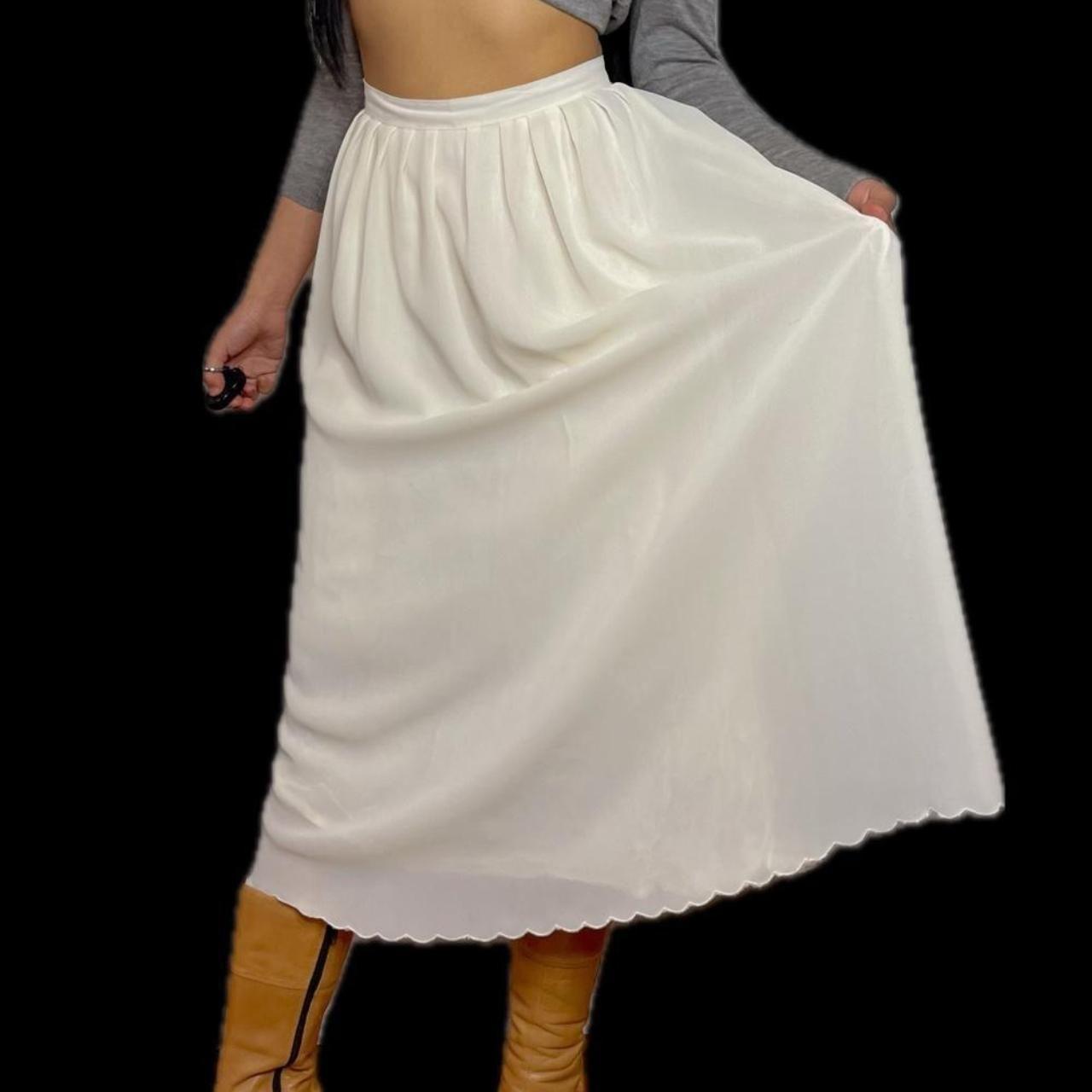 Vintage American Women's Maxi Skirt - White/Cream… - image 2