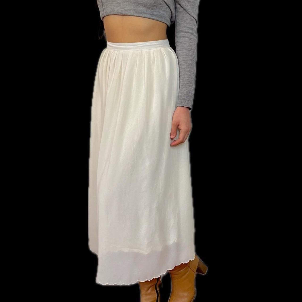 Vintage American Women's Maxi Skirt - White/Cream… - image 4