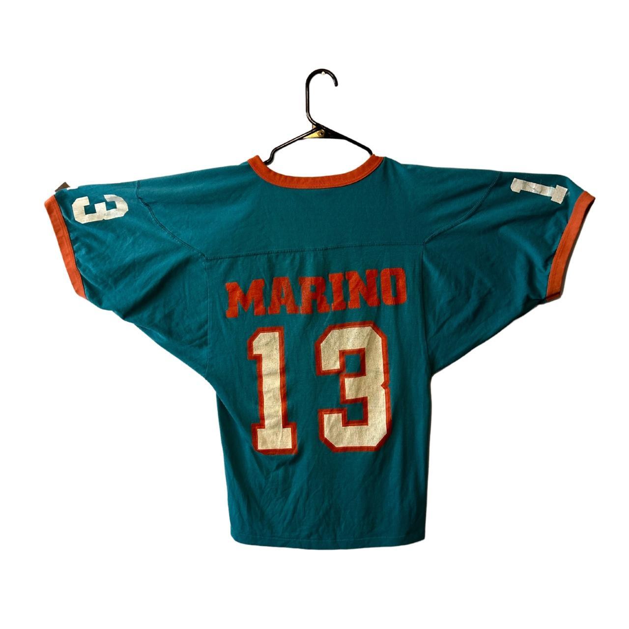 Vintage 90s Dan Marino #13 Miami Dolphins Graphic V - Depop