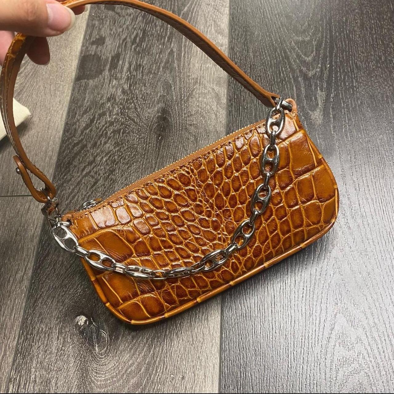 By Far Mini Rachel Cros Embossed Bag in light brown | Depop