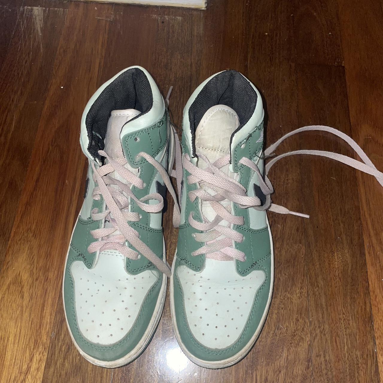 Nike Green and Pink Jordan’s PRELOVED -please... - Depop