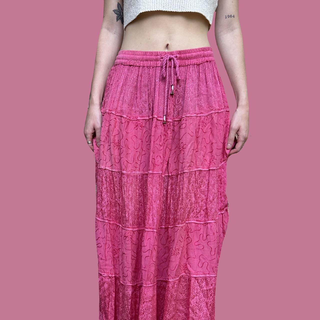 HENNA hot pink maxi skirt -fits like a Small or... - Depop