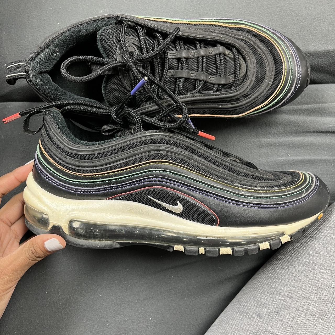 Black and multi color air max 97s size 8.5 Depop