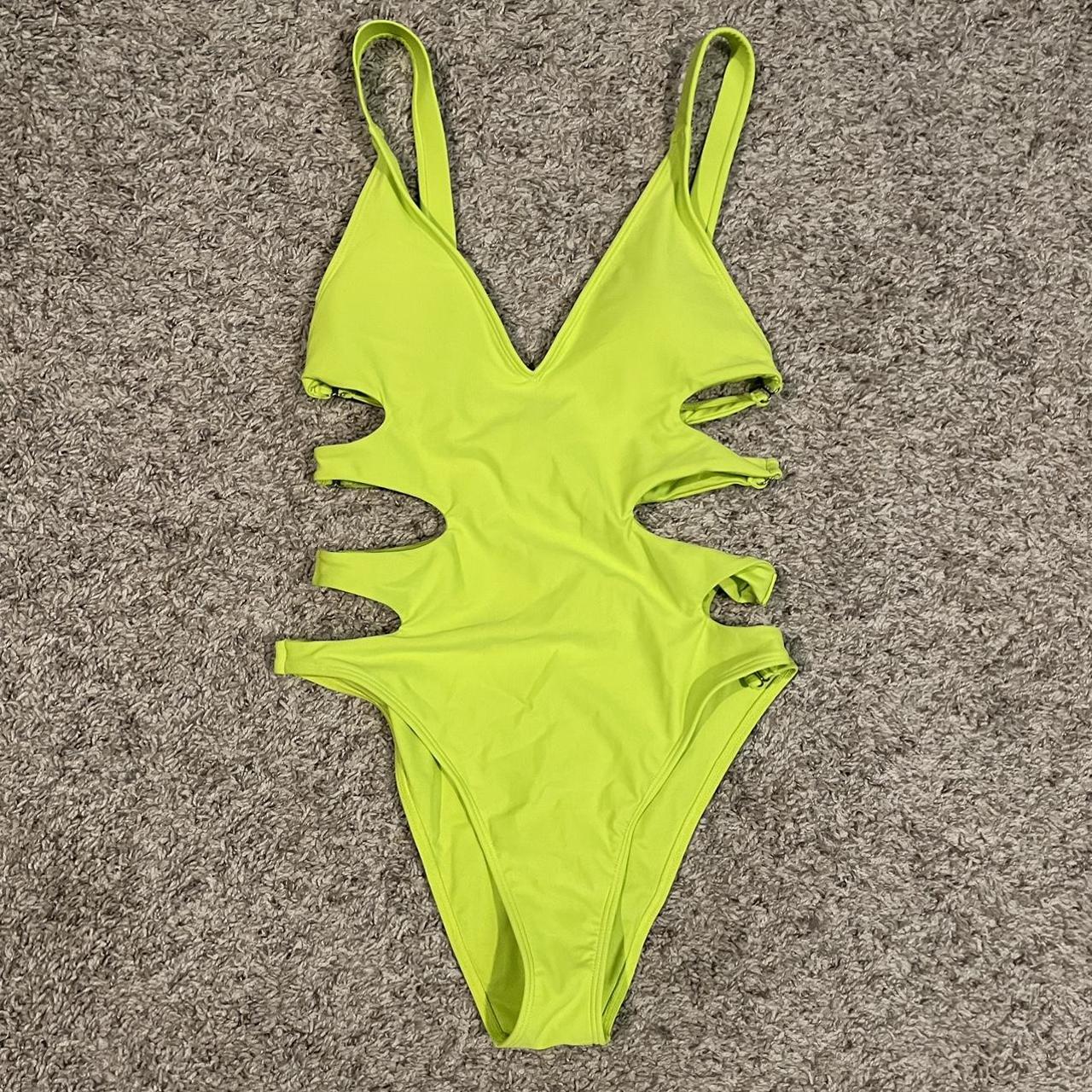 Forever 21 Neon Green One Piece Bathing Suit - Depop