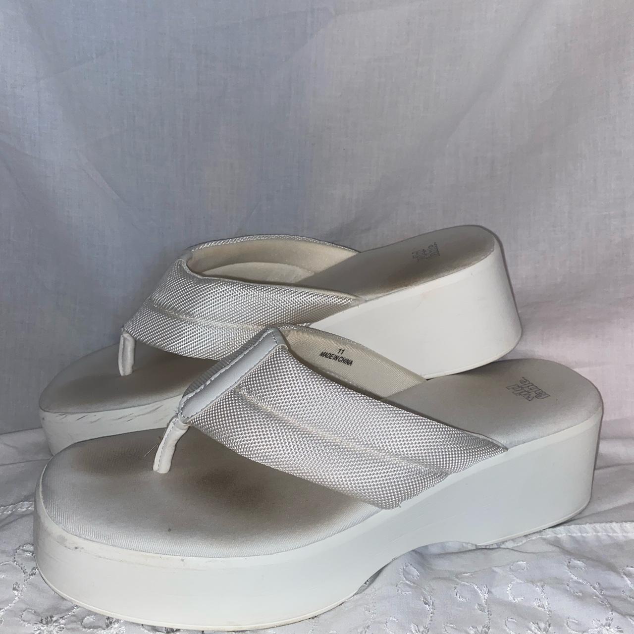 White platformed flip flops, worn a few times. - Depop