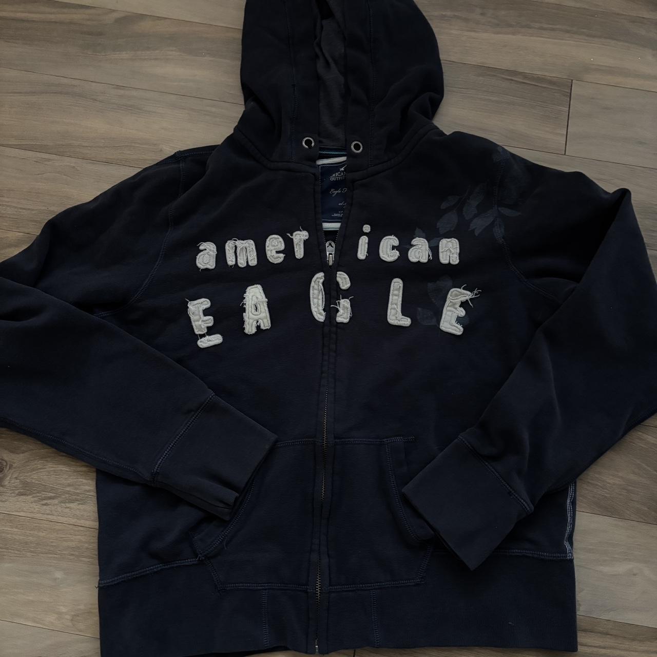 American Eagle Women's Wool Blend L/S Full Zip Navy Blue