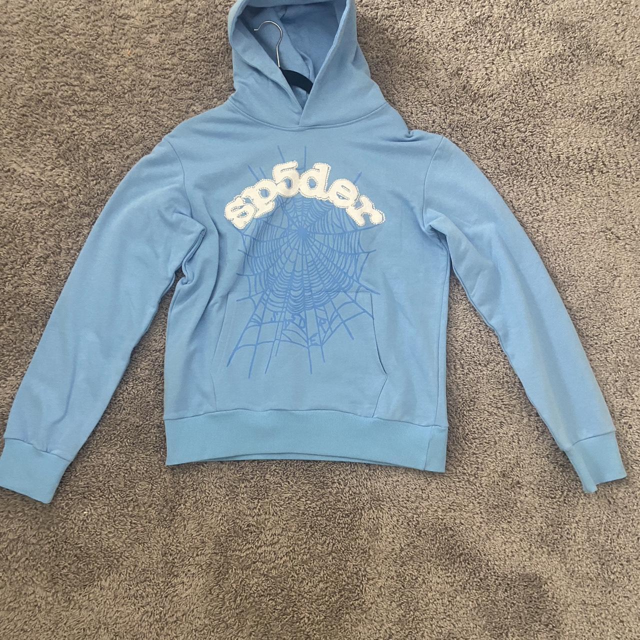 Sp5der Web Hoodie Sky Blue Size S - Depop