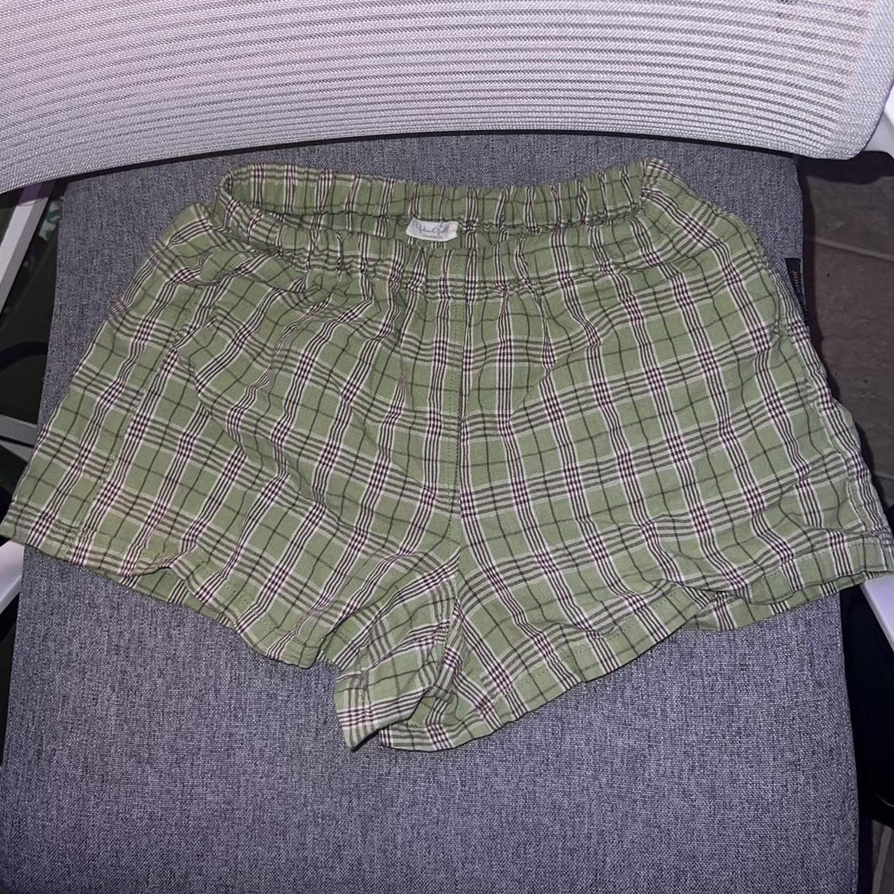 Brandy Melville green and brown shorts plaid one... Depop