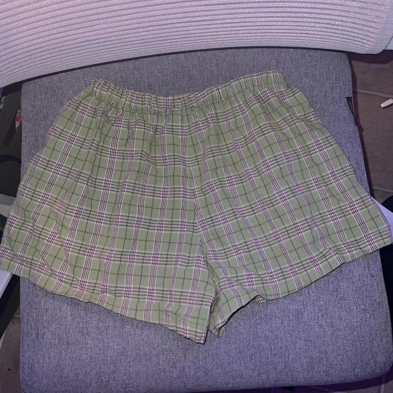 Brandy Melville green and brown shorts plaid one... Depop