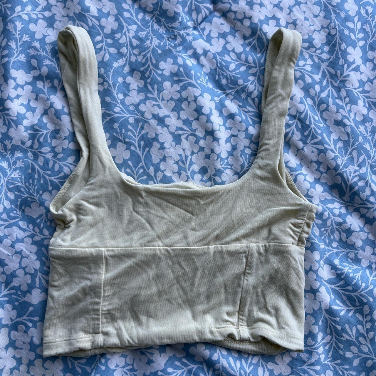 Pale yellow Aritzia crop top in size 2xs (I’m... - Depop